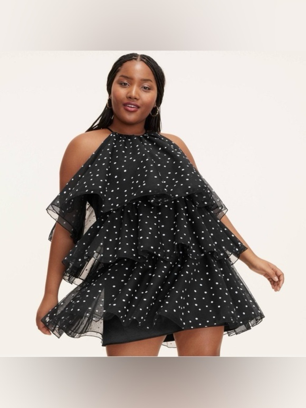 KATE SPADE x Target Tiered Polka Dot Halter Mini Dress Black White Size XS - Picture 2 of 8